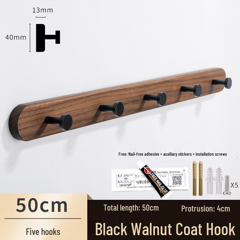 Solid Wood No-Punch Adhesive Coat Rack: Tiered Entryway/Wall/Door Mount Hanger