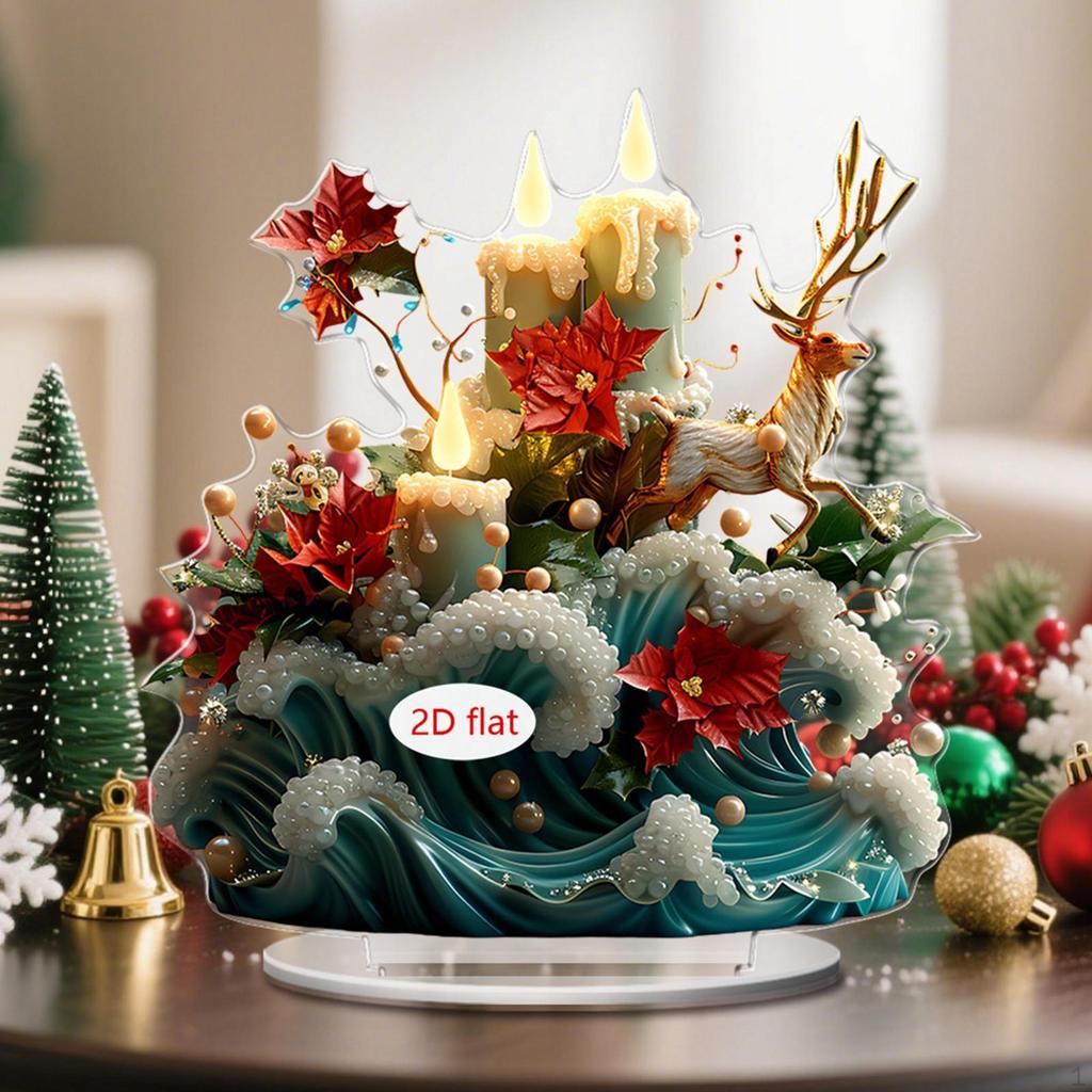 2D Weihnachtsseuche Acryl Ornament Kollektion Handwerk Kunstwerk Dekore für Mittelstück Bücherregal Schreibtisch