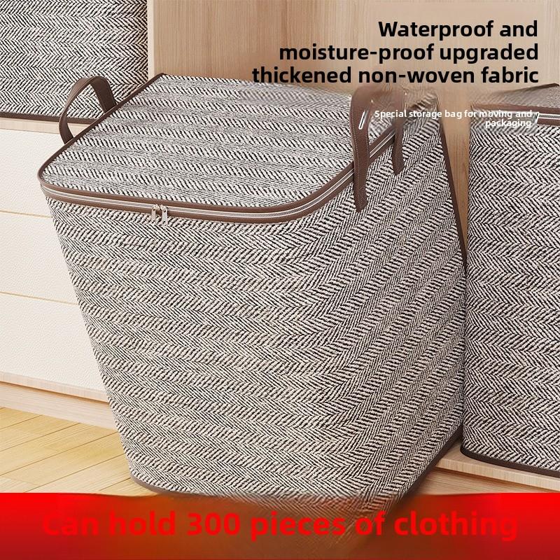 Quilt-Aufbewahrungstasche mit großem Fassungsvermögen und Reißverschluss, Kleider-Organizer, bewegliche Packwürfel für unterwegs, Schlafzimmer-Aufbewahrung, Grau