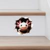 Odnímatelné PVC nástěnné malby 3D samolepka axolotla, Realistická díra Roztomilé zvíře Samolepicí Snadno odlepitelné a nalepitelné Samolepka Vodotěsné pro obývací pokoj