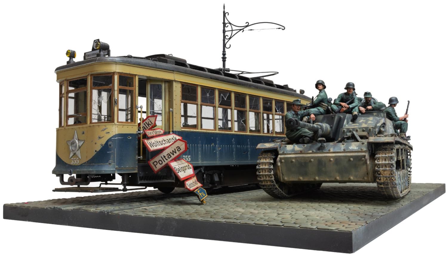 

Miniart Kharkov 1943 Tram III G Big Set Plastic Model MA36067 1/35 & Sturmgeschütz Ausf. w/Crew (Scenery)
