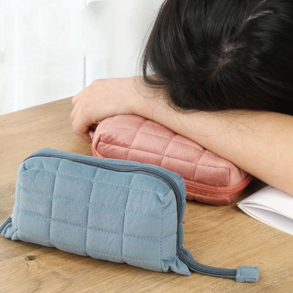 Large Capacity Pillow Plush Storage Box Cosmetic Bag Pillow Plush Pencil Case Corduroy Makeup Bags