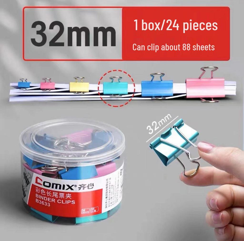 Qixin Swallowtail Clips: Effort-Saving, Colored Metal Clips for Office and Student Use, Available In Large, Medium, Small Sizes