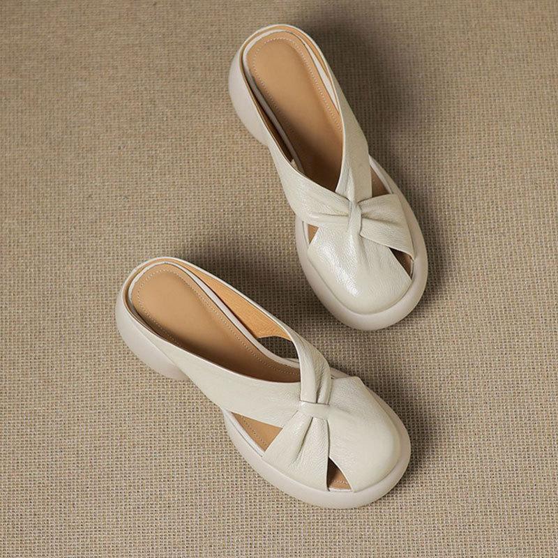 Baotou Halbschuhe Damen Sommerbekleidung 2025 neue dicksohlige erhöhende Sandalen 2025 neue vielseitige Sandalen mit dickem Absatz