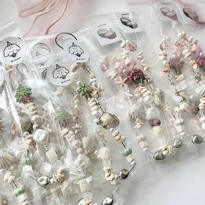 Creatieve Verse Schelpen Kralen Telefoonketting Anti-Verlies Telefoonkoord Charm Schattige Hanger Lanyard Voor Meisje Mobiele Telefoon Polskoord