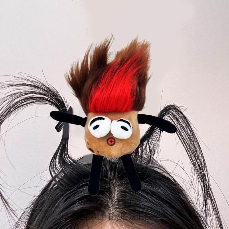Cute Cartoon Doll Headband Funny Braided Doll Hairband Hair Hoop Hairpin Perfect for Party Cosplay Headdress Jewelry