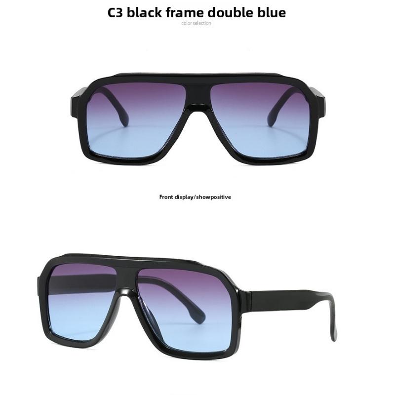 Women's sunglasses, retro large-frame square sunglasses, male and female pilot sunglasses.