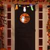 Halloween Ghost Door Sign Spook Around Find Out Welcome Sign Front Porch Hanging Wooden