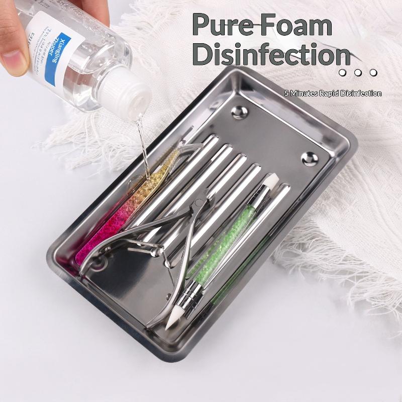 Edelstahl Desinfektionsschale Kosmetik Aufbewahrungsschale Nagelkunst Maniküreplatte Pinzette Nagelknipser Behälter Reinigungswerkzeuge