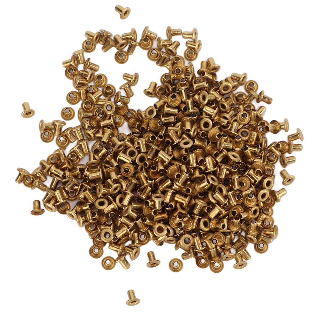 500Pcs Hollow Rivets Rounded Edges Excellent Elasticity Brass Rivets Clothing Bag Accessories1.5x3x3mm