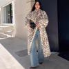 Leopard Print Imitation Fur Coat Women's Large Lapel Loose Imitation Fox Hair Coat Autumn and Winter Thickened Long Mink Hair Coat