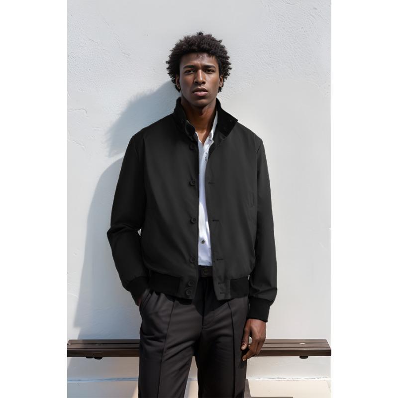 Spring and Autumn Jacket Solid Color Single Breasted Ribbed Solid Color Jacket Baseball Uniform