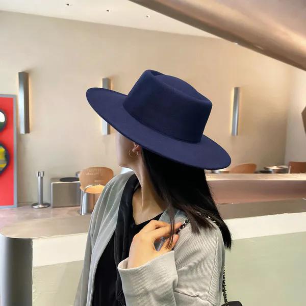 WTEMPO Retro Elegant Large Bucket Performance Hats Women Autumn Winter Stylish Versatile Warm Office Ladies Solid Color Commuting Fedoras