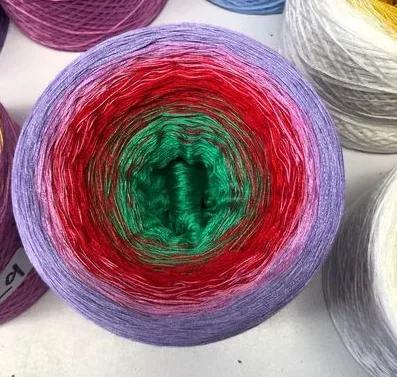 300g/pcs Colorful Pure Cotton Cake Gradient Cotton Rainbow DIY Scarf Shawl Skirt Wool Yarn Crochet