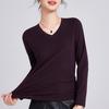 Tencel autumn new long-sleeved navy blue thin t-shirt top women's light and thin
