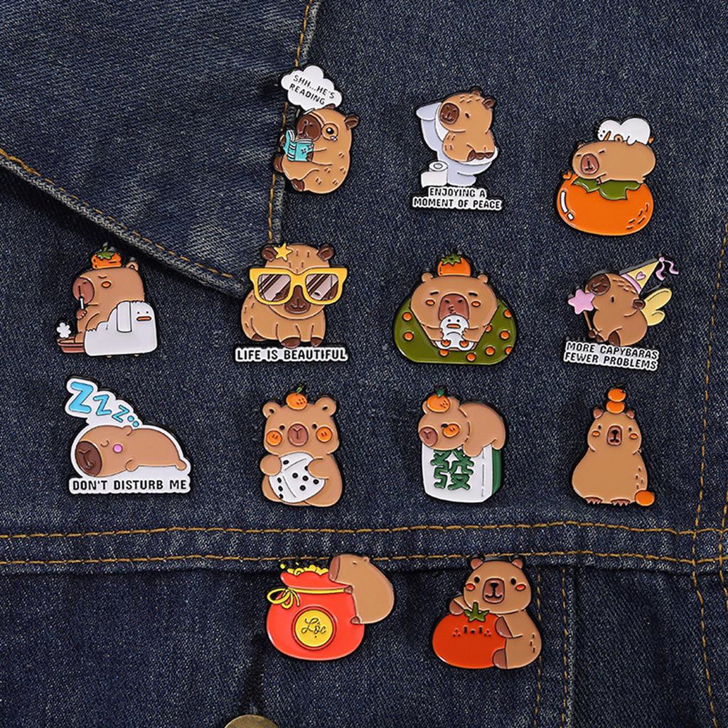 Lindos Pines Broches de Carpincho para Mochilas Ropa Accesorios DIY Regalos Kawaii Pines de Solapa Unisex con Temática Animal