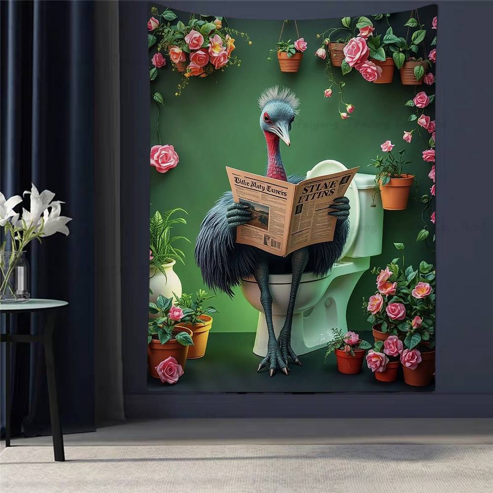 

Creative Animal Toilet Flower Anime Tapestry Hanging Tarot Hippie Wall Rugs Dorm Wall Hanging Sheets 74x94cm(29x37in)