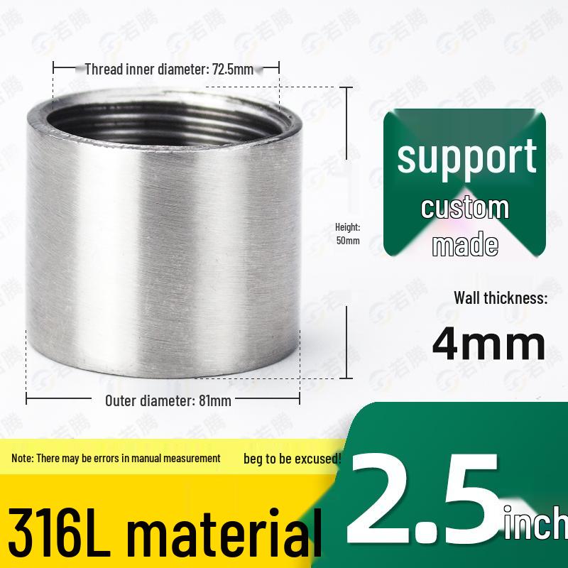 304 Stainless Steel Double Female Thread Pipe Fitting, Internal Thread, 4 to 6 Points, 1 Inch
