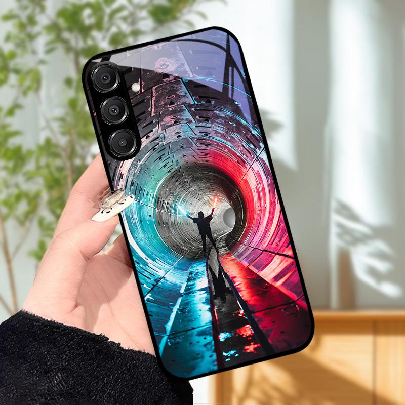 For Samsung A25 A26 Cute Case A35 A36 A55 A56 5G Tempered Glass Phone Cover For Galaxy A15 4G 5G Hard PC Glass Protective Fundas