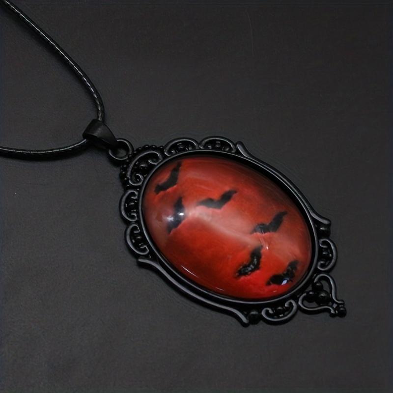 Red Bat Necklace Women's Halloween Party Gothic Style Neck Jewelry Gift