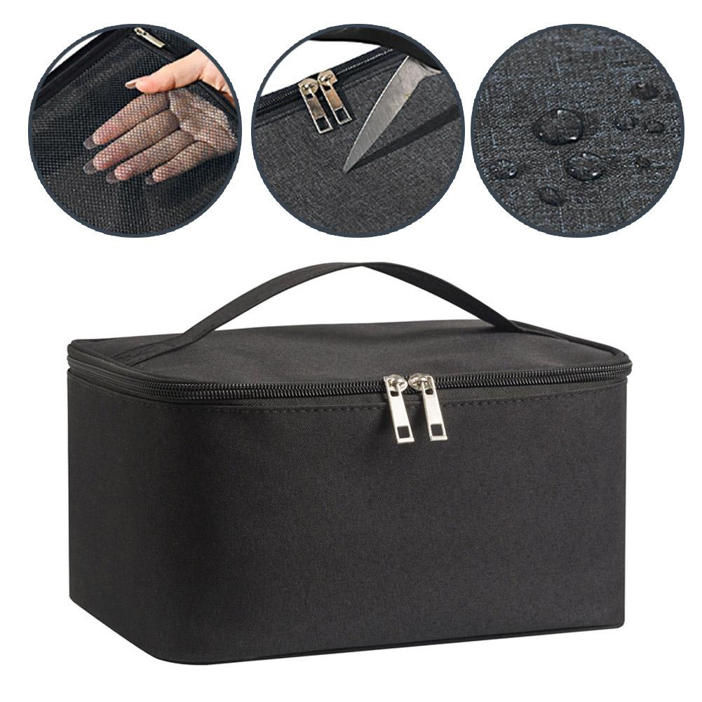 1pc Business Trip Toiletry Bag Double Layer Large Capacity Water-resistant Oxford Cloth Cosmetic Bag Portable Storage Handbag