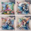 Niedlicher Cartoon Waldmädchen Elfen Kissenbezug Doppelseitig bedruckter Kissenbezug Deko für Sofa Zuhause Superweicher Plüsch Kissenbezug 40x40cm