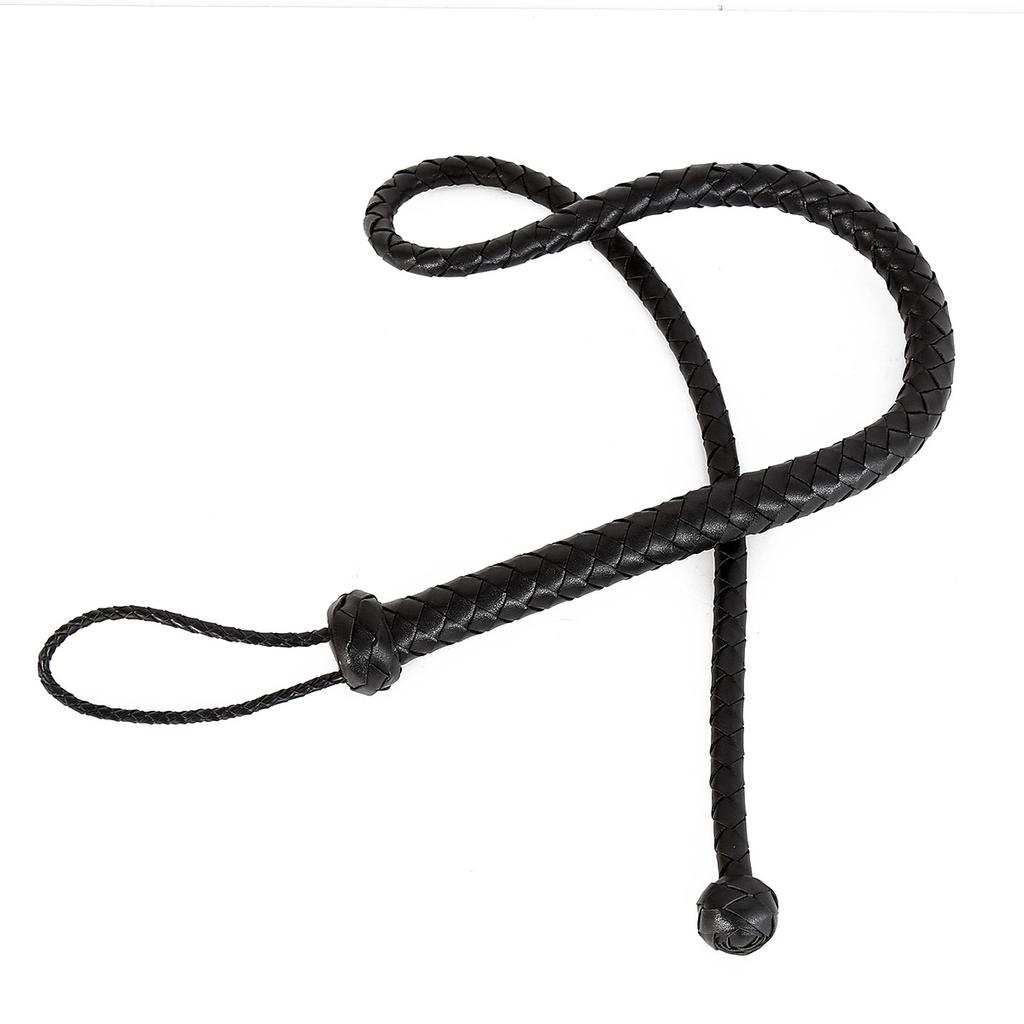 124CM Fetish Black PU Leather Whip Flogger Handle Spanking Paddle Knout Flirt BDSM Adult Game Erotic Sex Toys For Women Couples