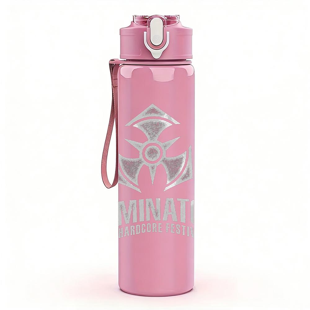 1PC Dominator geometric tower print 750ml colorful plastic sports water bottle leakproof pop up lid with straw for outdoor work home use