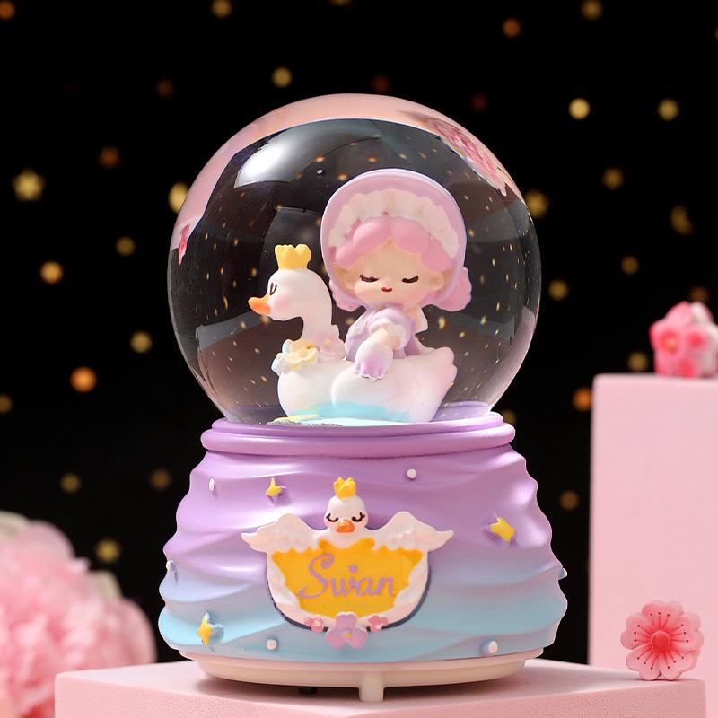 Christmas Fantasy Crystal Ball Music Box - Princess Ornament Gift for Girls' Birthdays
