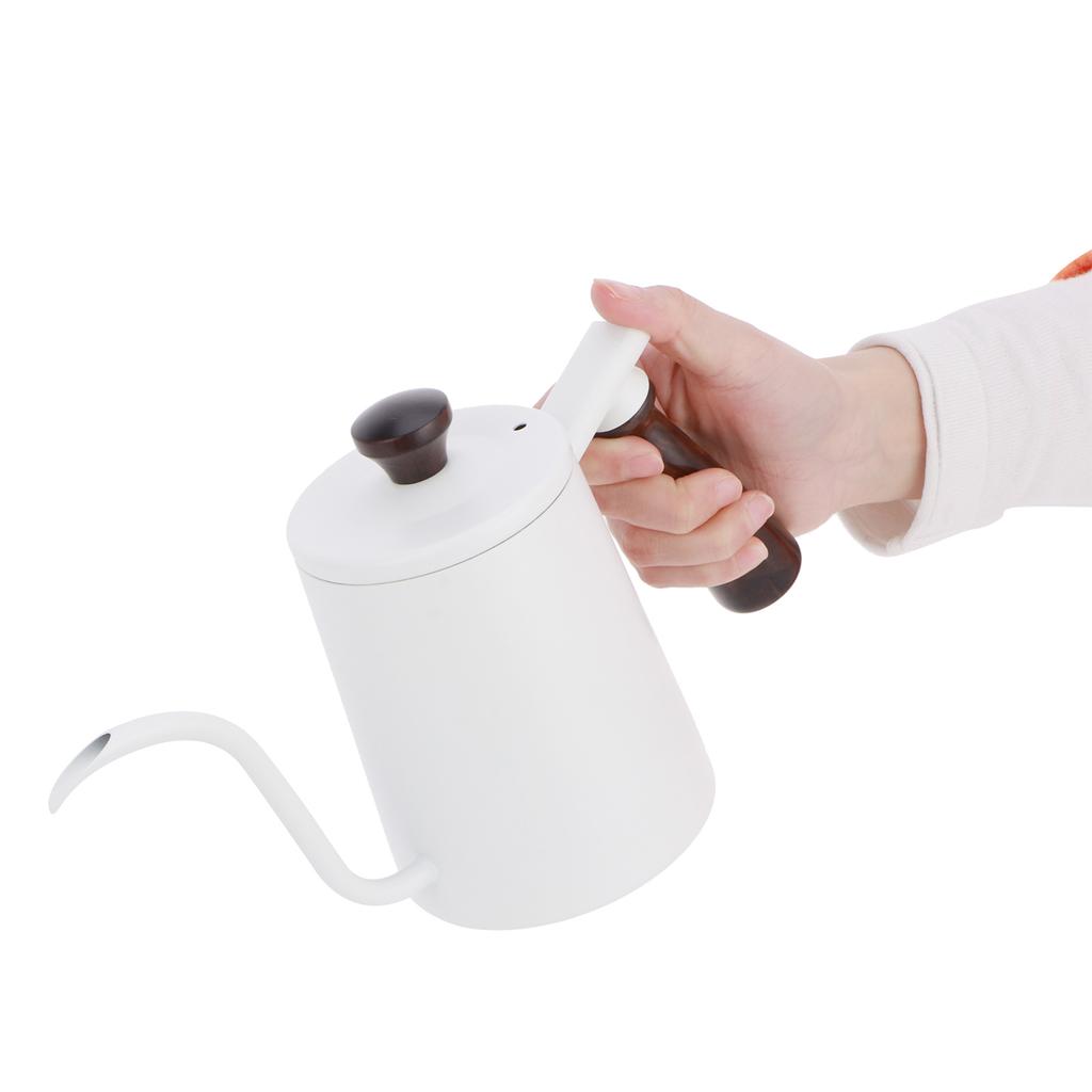 700 ml Handbryggare 304 Rostfritt Stål Lång Pip Kaffebryggare med Trähantag
