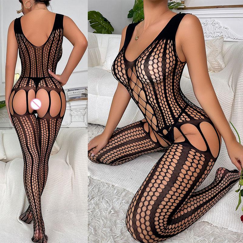 Hot Sexy Fashion Gradient Color Bodystockings Women Sexy Lingerie Fishnet Bodysuit Porn Lace Underwear Erotic Garter Stockings