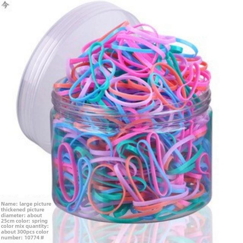 Hochelastisches Eimer-Gummiband Kleine Schlaufe Einweg-Gummiband Kinder Kleines Mädchen Haargummi Schwarz und Bunt Haarband