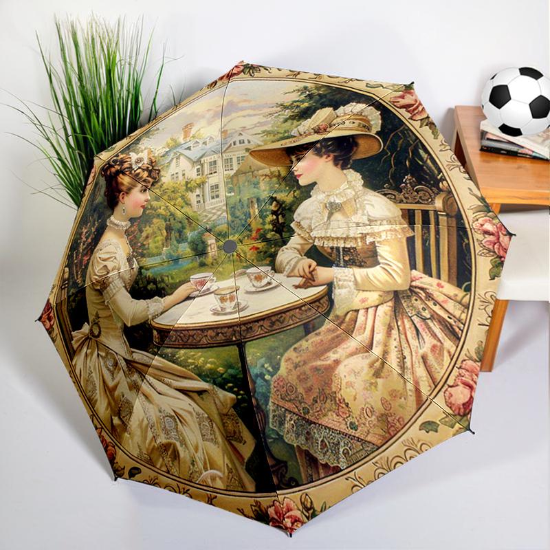 Victorian Tea Time Umbrella Automatic Open/close, Sturdy Iron Frame & 8-Rib Structure, Umbrella for Women & Men, Christmas Gifts