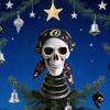 Yousheng Pirate Skull Tree Topper Halloween Spooky Skeleton Treetop Ornament Resin Human Skull Decoration for Halloween Christmas Party Decor