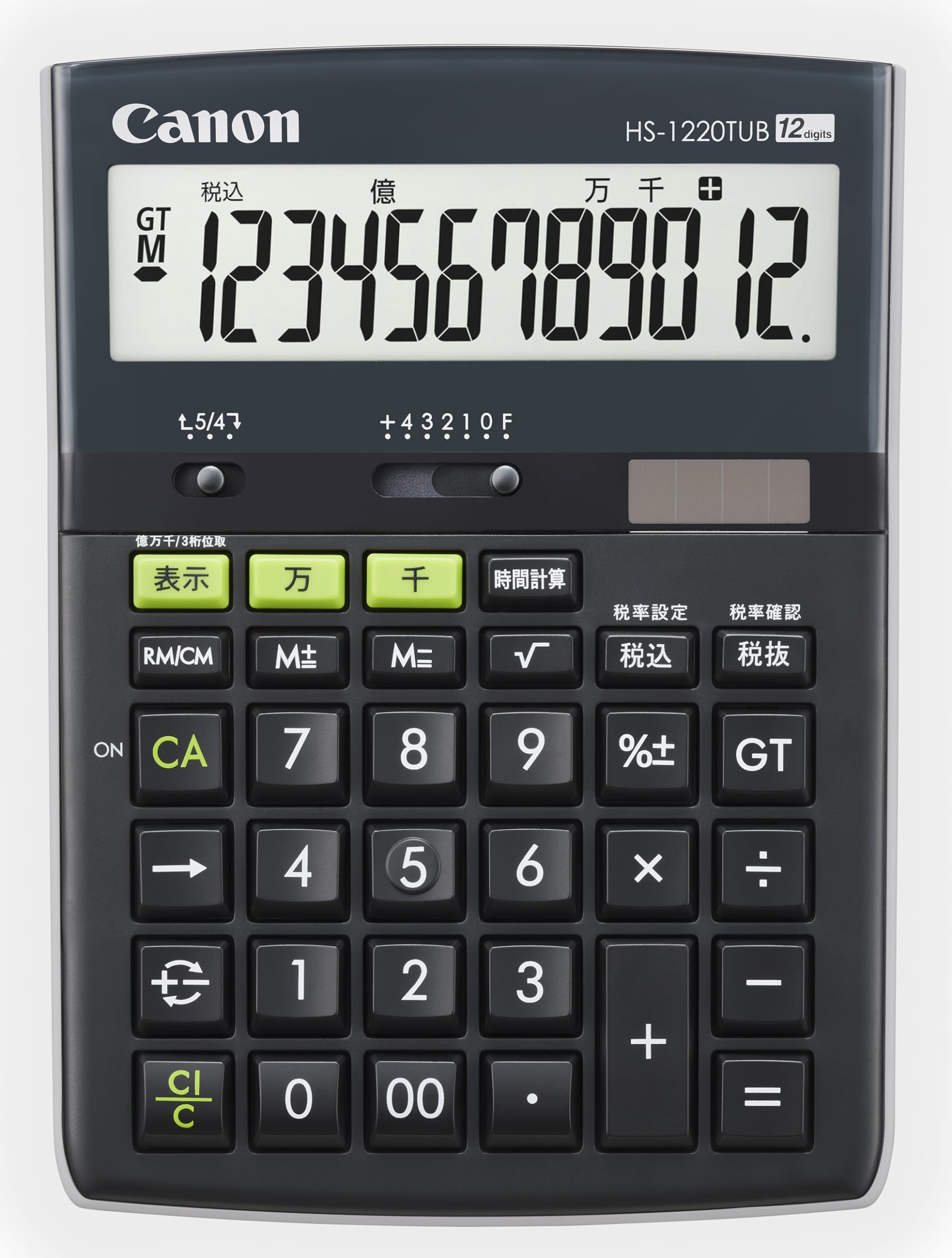 

Canon Environmentally Friendly Calculator Plastic Large HS-1220TUB (Biomass Material/Desktop/12 Digits/Million Units/Extra Display/Business) чорний