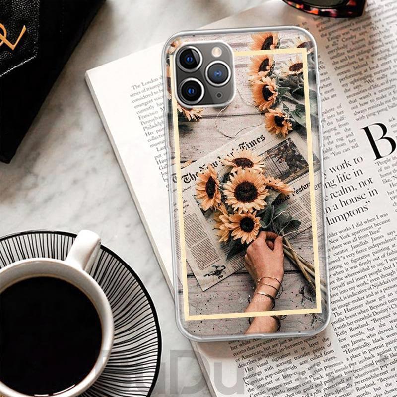 Beauty Yellow Sunflower Print Cover For iPhone 16 15 14 13 12 11 Pro Max Apple Phone Case X XS 7 Plus 8 + Art Customized Print S