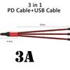 Nylon Braided 3 In 1 Multiple Usb Cable Adapter Super Fast Charging For Type-c Iphone Android