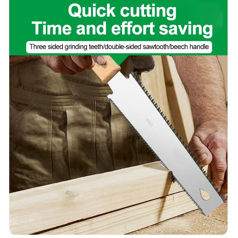Japanese Style Hand Saw Non-slip Wooden Handle Pull Saw Flush Cut Saw Flexible Handsaw Woodworking Cutting Tool Hand Saw