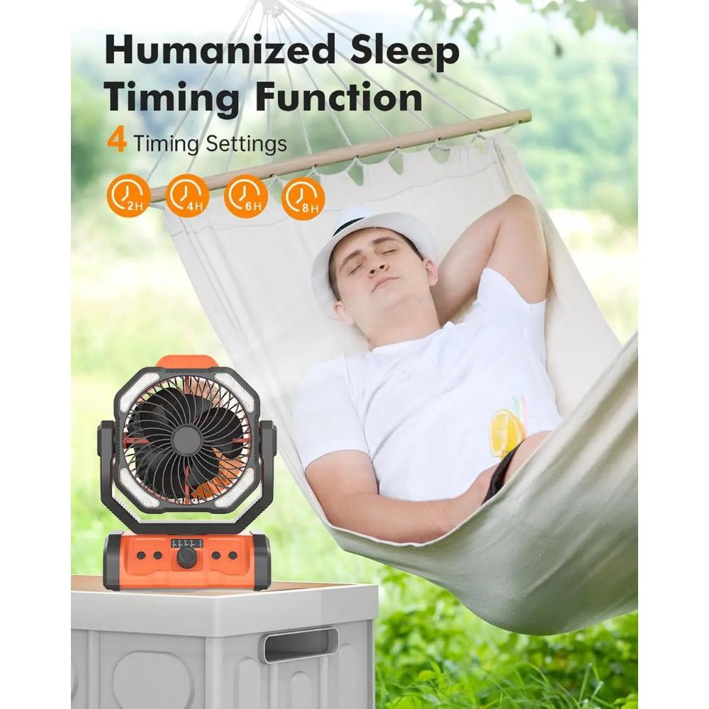 Camping Fan Rechargeable 20000mah Portable Wireless Camping fan for Outdoor Camping Ceiling Fan with Light and Remote Control