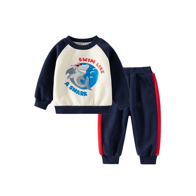 Shark Spring and Autumn Boys and Girls Letter Sweater Suit