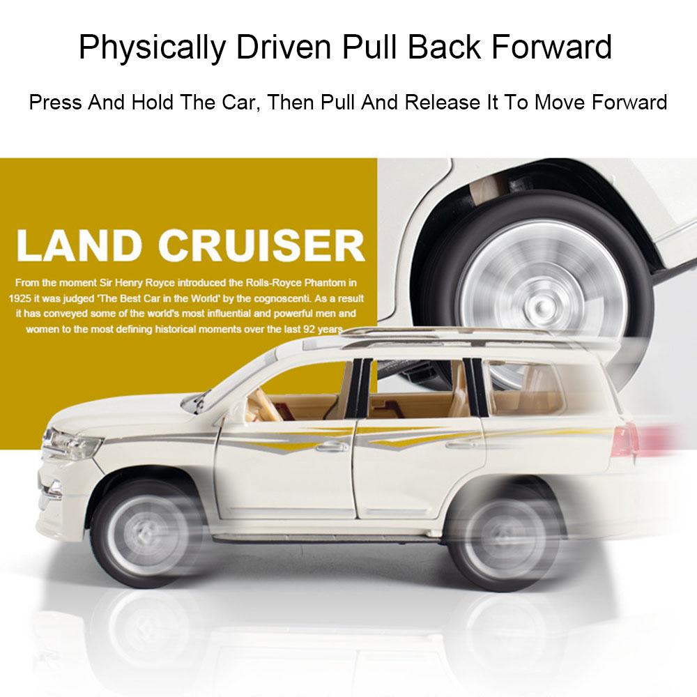 1:24 Land Cruiser Prado LC250 Model Car Toy Metal Diecast Doors Opened Off-road Vehicle Sound Light Pull Back Models for Boys