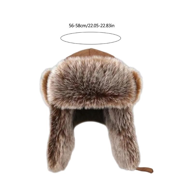 Furry Trapper Hat with Ear Flaps Windproof Winter Hunting Hat Furry Lined Winter Earflaps Hat Cycling Hat for Men Women