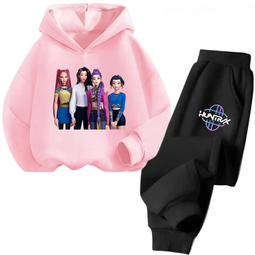 Hot Movie KPop Witch Hunter Group Fleece Hooded Children's Set Hoodies+Pants Suit Fashion Boy Girl Sport Tracksuit Autumn Winter