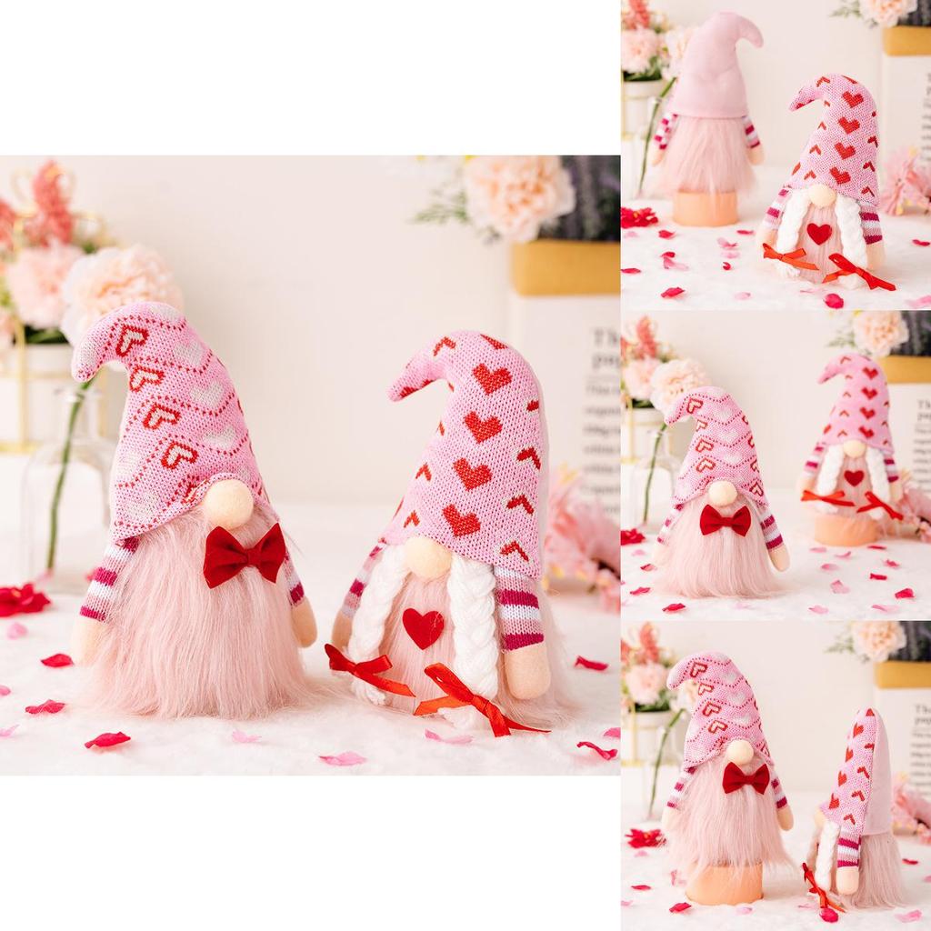 Charming Pink Valentines Day Couple Statues Delightful Heart Decorations For Lovers