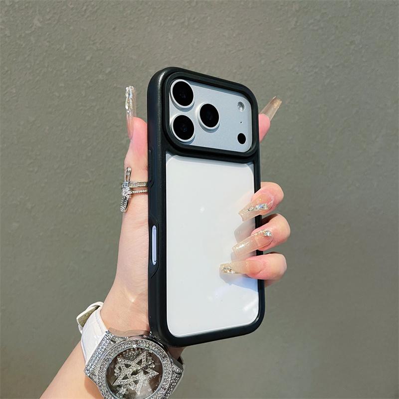 Macaron Color Collision Shockproof Acrylic Transparent Phone Case For iPhone 17 16 Plus 15 14 13 12 Pro Max 11 Clear Hard Cover