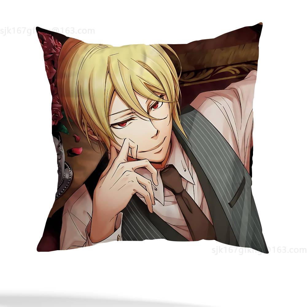 Anime M-Moriarty The Patriot Pillow Case Square Double-Sided Printing Short Plush Sofa Cushion Cover Bedroom Bedside Pillow