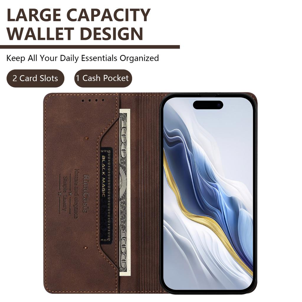 For Oppo A6x 4G Case RINACASIS RC23 RFID Blocking Wallet Stand PU Leather Phone Cover