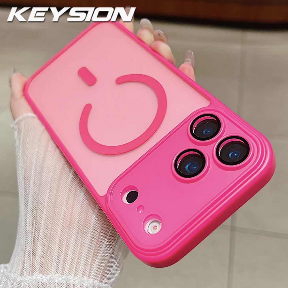 

KEYSION Роскошный матовый полупрозрачный магнитный чехол для MagSafe для iPhone 17 Pro Max Беспроводная зарядка Ударопрочная броня Чехол для телефона for iPhone 17 Pro Max розы красного