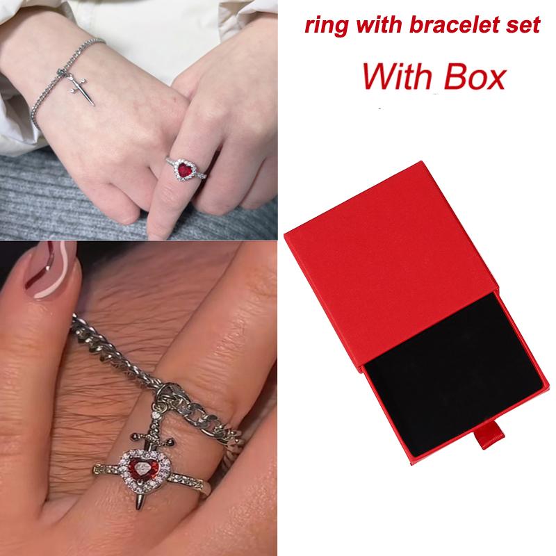 Set di 2 Collane Cuore e Spada - Acciaio Inossidabile Placcato Oro 18K Collane Cristallo per Coppia Donne Uomini Fidanzato Fidanzata
