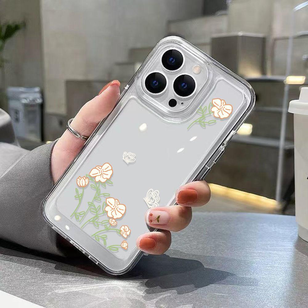 Cold wind flowers are suitable for iPhone17promax mobile phone case 16pro niche x Apple 14/15 all-inclusive 13
